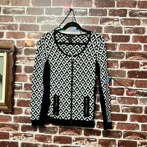 Elena Wang Geometric Zip-Up Cardigan